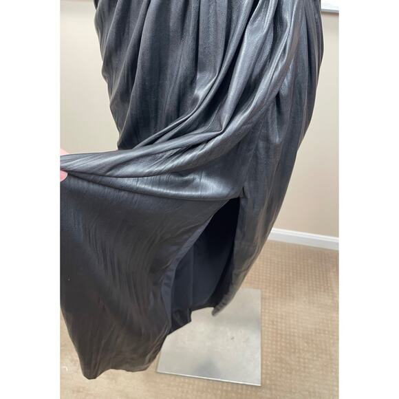 Maria Lucia Hohan Abigail Faux Leather Strapless Ruched Draped Midi Dress Sz 4 - Picture 7 of 12
